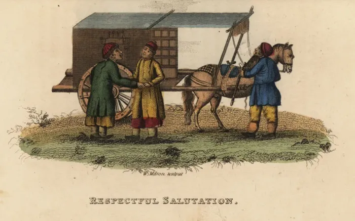 Framed Print : Chinese youth alighting from his carriage Framed Print : Chinese youth alighting from his carriage