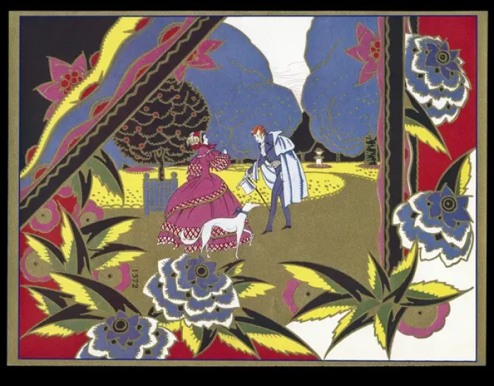 Framed Print : Chocolate box design, couple in a garden Framed Print : Chocolate box design, couple in a garden