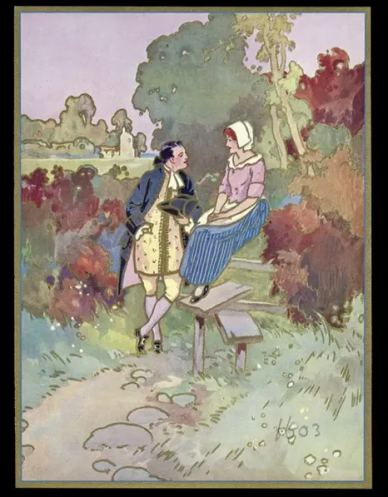Framed Print : Chocolate box design, couple at a stile Framed Print : Chocolate box design, couple at a stile
