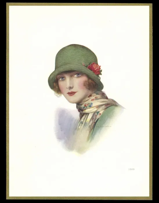 Framed Print : Chocolate box design, lady in green cloche hat Framed Print : Chocolate box design, lady in green cloche hat
