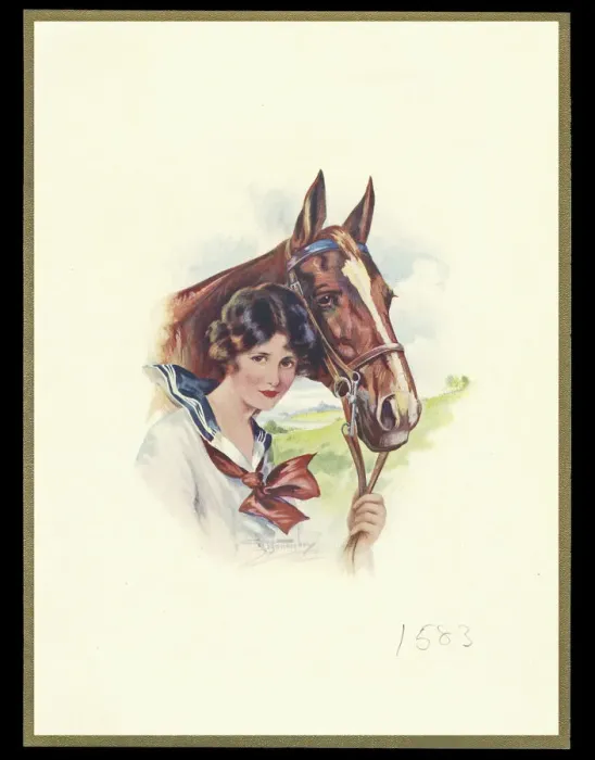Framed Print : Chocolate box design, lady and horse Framed Print : Chocolate box design, lady and horse