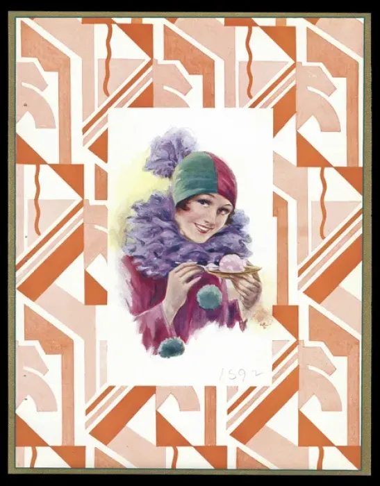 Framed Print : Chocolate box design, Pierrette with ice cream Framed Print : Chocolate box design, Pierrette with ice cream