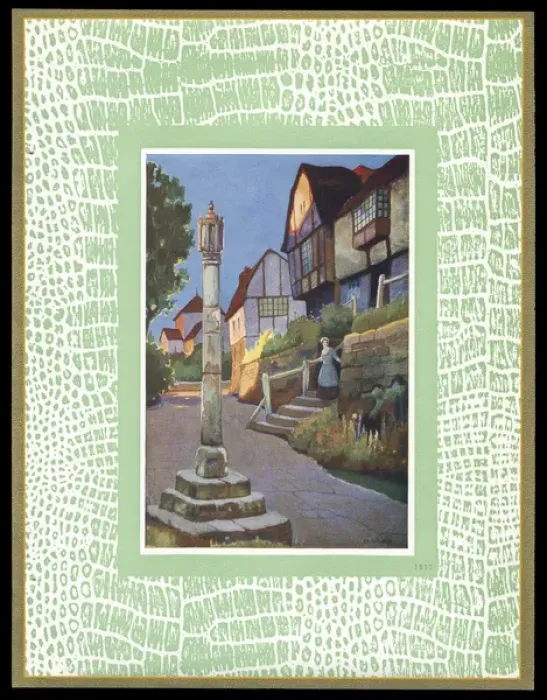 Framed Print : Chocolate box design, village scene with monument Framed Print : Chocolate box design, village scene with monument