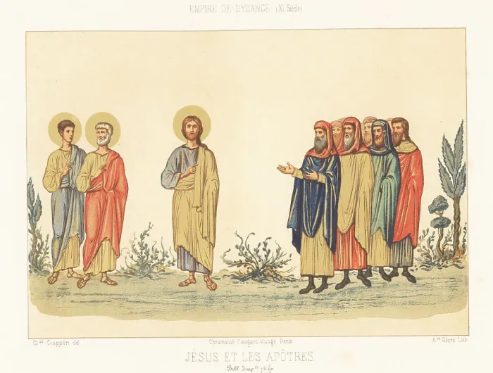 Framed Print : Christ and apostles in Byzantine costume, 11th century Framed Print : Christ and apostles in Byzantine costume, 11th century