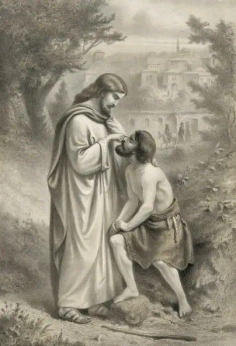 Framed Print : Christ restoring sight to the blind man Framed Print : Christ restoring sight to the blind man