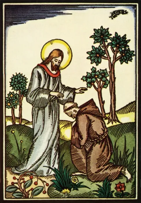 Framed Print : Christ & St Francis Framed Print : Christ & St Francis