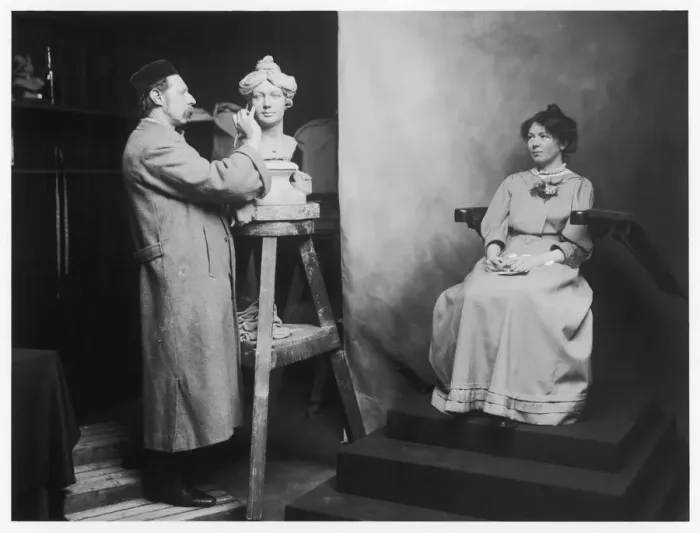 Framed Print : Christabel Pankhurst models for Madame Tussauds Framed Print : Christabel Pankhurst models for Madame Tussauds