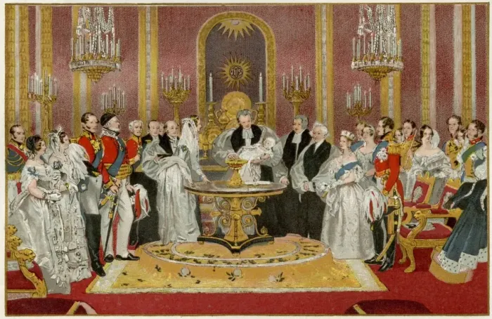 Framed Print : Christening of infant Princess Vicky Framed Print : Christening of infant Princess Vicky