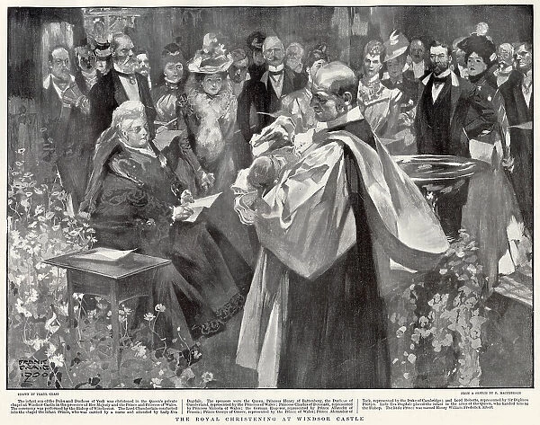 The christening of Prince Henry William Frederick Albert (1900 - 1974), later the Duke of Gloucester, at Windsor Castle in Berkshire, 1900. Those attending the event at the Queen's private chapel at the castle included Queen Victoria (on left)