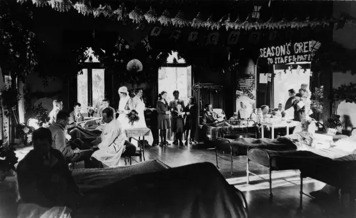 Framed Print : Christmas 1918 in A Ward at Quex Park VAD Hospital Framed Print : Christmas 1918 in A Ward at Quex Park VAD Hospital
