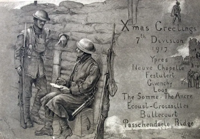 Framed Print : Christmas Card - 7th Division 1917 Framed Print : Christmas Card - 7th Division 1917