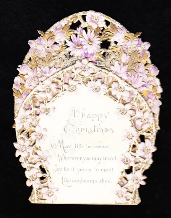 Framed Print : Christmas card with cutout mauve daisies Framed Print : Christmas card with cutout mauve daisies