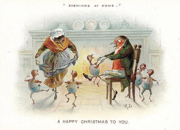 Christmas card, Evenings at Home