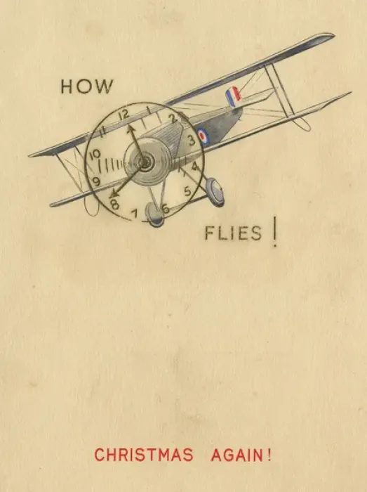 Framed Print : Christmas card - First World War biplane Framed Print : Christmas card - First World War biplane