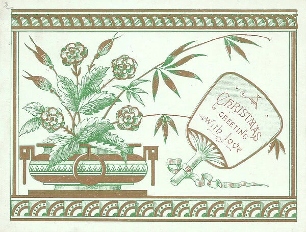 Christmas card with flowers and fan