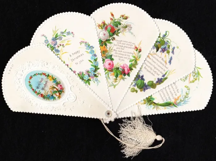 Framed Print : Christmas card in the form of a fan Framed Print : Christmas card in the form of a fan