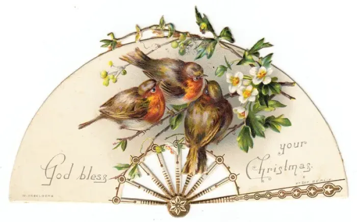 Framed Print : Christmas card in the form of a fan Framed Print : Christmas card in the form of a fan