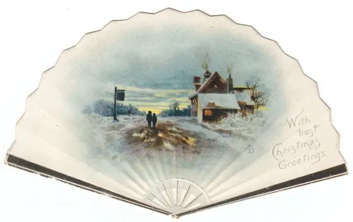 Framed Print : Christmas card in the form of a fan Framed Print : Christmas card in the form of a fan