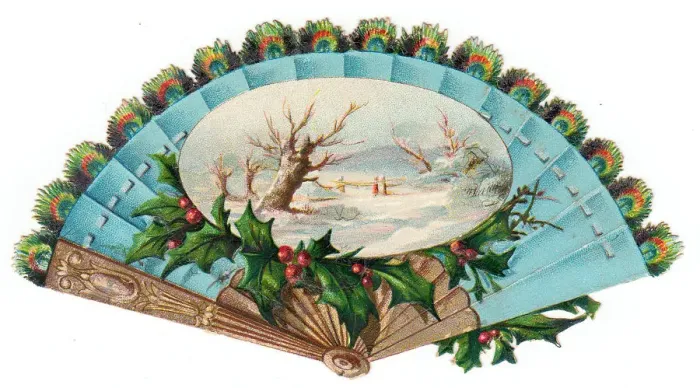 Framed Print : Christmas card in the form of a fan Framed Print : Christmas card in the form of a fan