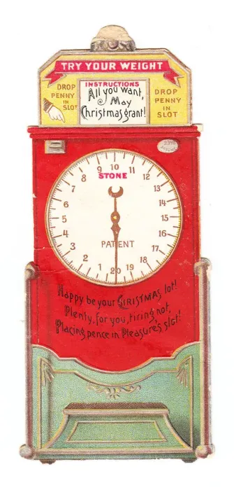 Framed Print : Christmas card in the form of weight scales Framed Print : Christmas card in the form of weight scales