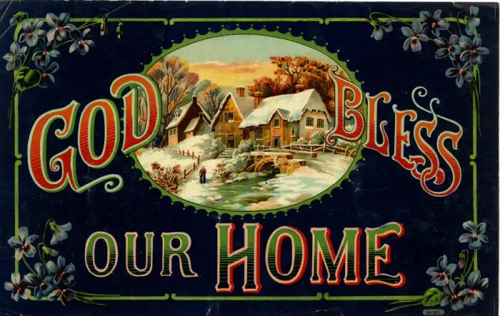 Framed Print : Christmas card, God Bless Our Home Framed Print : Christmas card, God Bless Our Home