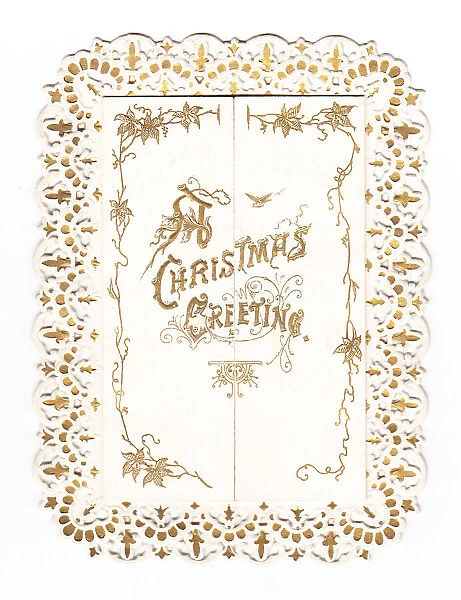 Christmas card with gold and white design