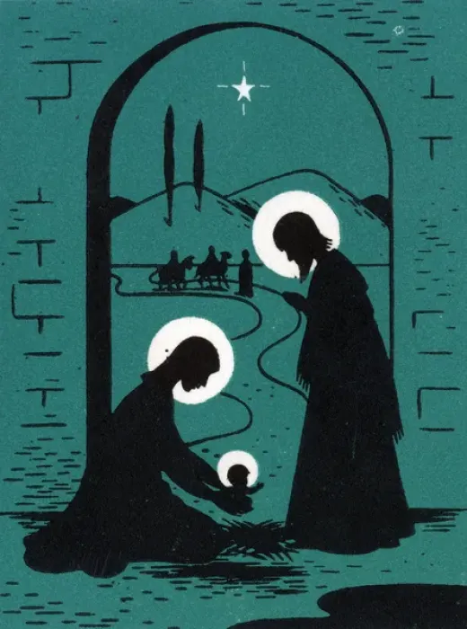 Framed Print : Christmas card, Green Nativity Framed Print : Christmas card, Green Nativity