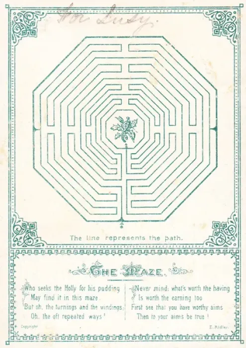 Framed Print : Christmas card with holly in the middle of a maze Framed Print : Christmas card with holly in the middle of a maze