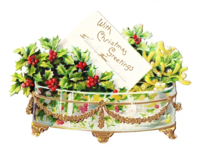 Framed Print : Christmas card with holly and mistletoe Framed Print : Christmas card with holly and mistletoe