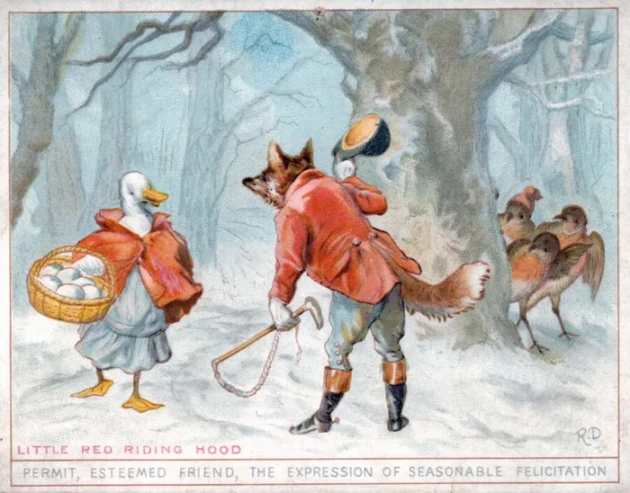 Framed Print : Christmas card, Little Red Riding Hood Framed Print : Christmas card, Little Red Riding Hood
