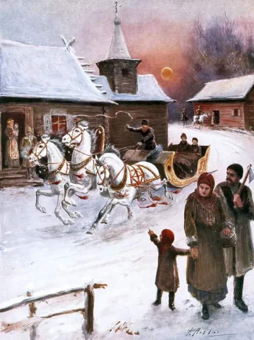 Framed Print : Christmas card, Russian snow scene Framed Print : Christmas card, Russian snow scene