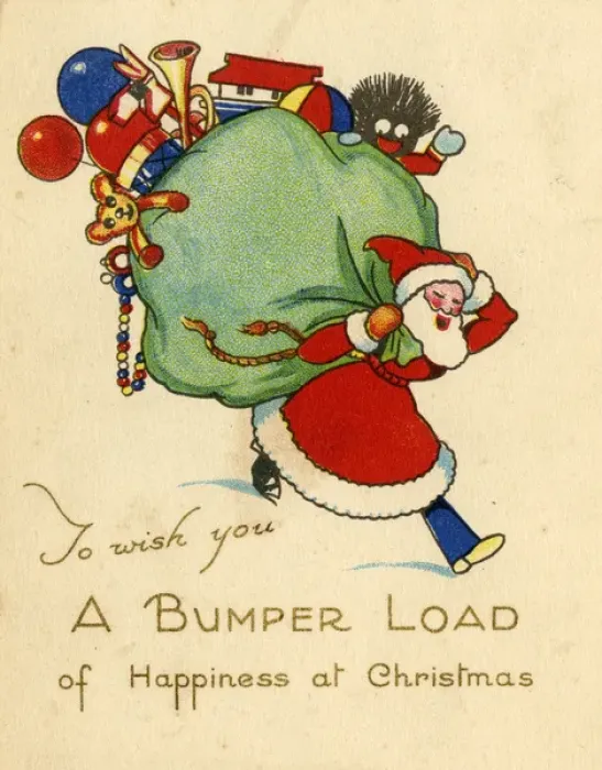 Framed Print : Christmas Card - Santa carrying sack of toys Framed Print : Christmas Card - Santa carrying sack of toys