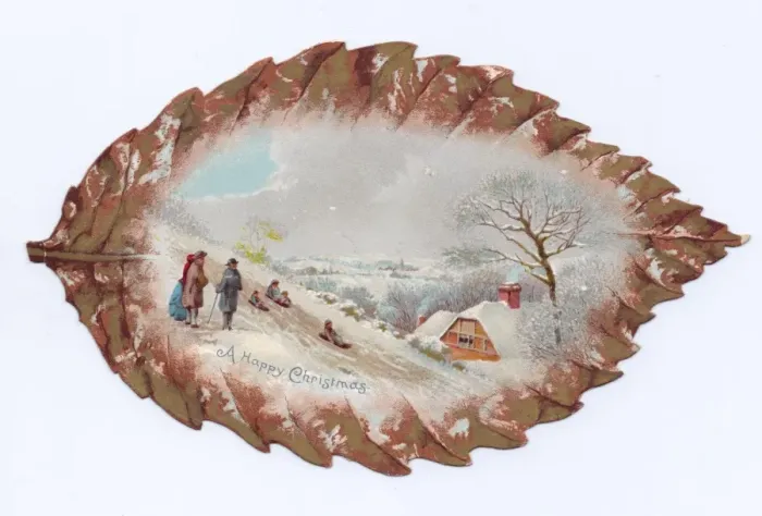 Framed Print : Christmas card in the shape of an autumn leaf Framed Print : Christmas card in the shape of an autumn leaf