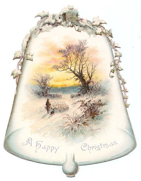 Christmas card in the shape of a bell