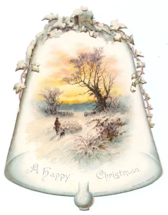 Framed Print : Christmas card in the shape of a bell Framed Print : Christmas card in the shape of a bell