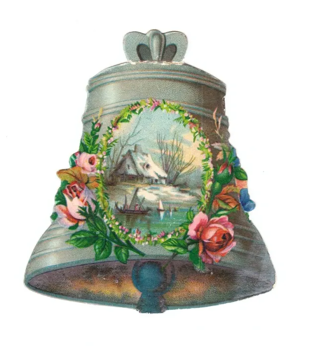 Framed Print : Christmas card in the shape of a bell Framed Print : Christmas card in the shape of a bell
