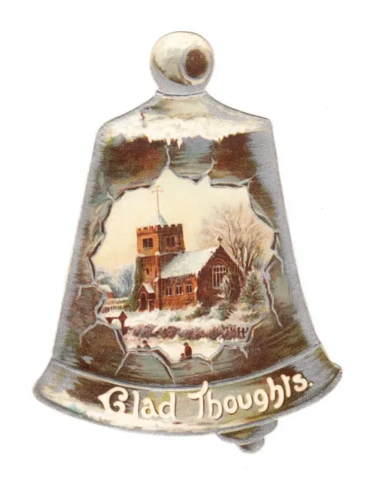 Framed Print : Christmas card in the shape of a bell Framed Print : Christmas card in the shape of a bell
