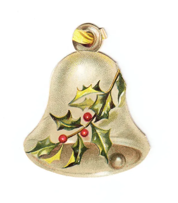 Framed Print : Christmas card in the shape of a bell with holly Framed Print : Christmas card in the shape of a bell with holly