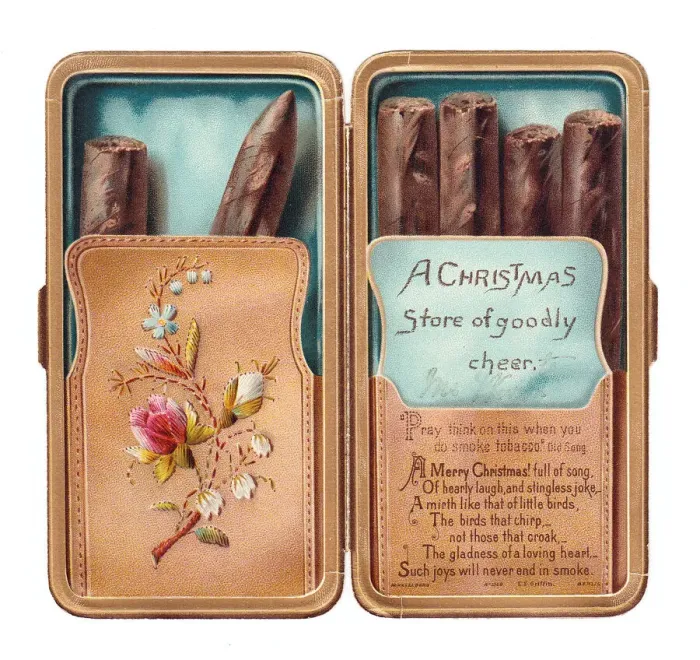 Framed Print : Christmas card in the shape of a cigar box Framed Print : Christmas card in the shape of a cigar box