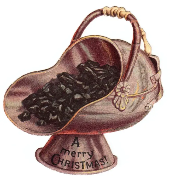 Framed Print : Christmas card in the shape of a coal scuttle Framed Print : Christmas card in the shape of a coal scuttle