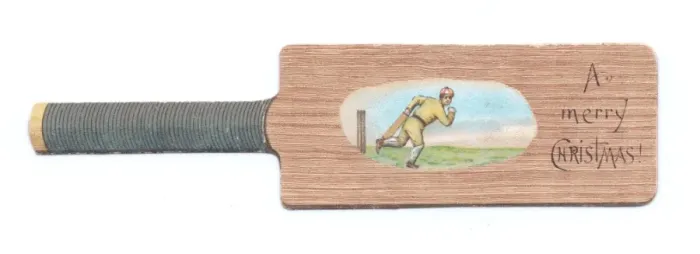 Framed Print : Christmas card in the shape of a cricket bat Framed Print : Christmas card in the shape of a cricket bat