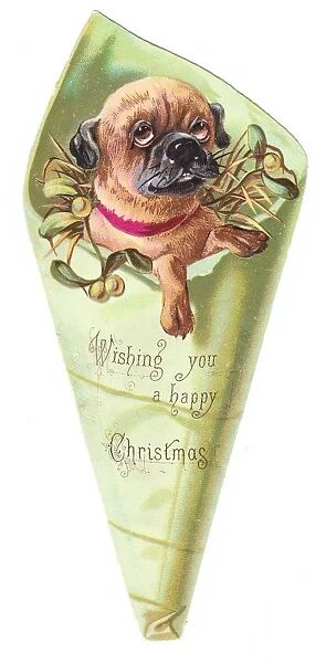 Christmas card in the shape of a dog in wrapping paper