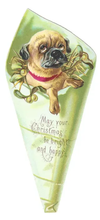 Framed Print : Christmas card in the shape of a dog in wrapping paper Framed Print : Christmas card in the shape of a dog in wrapping paper