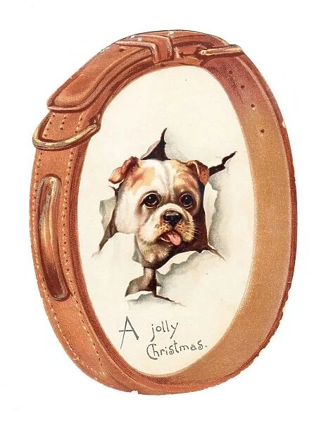 Christmas card in the shape of a dogs collar