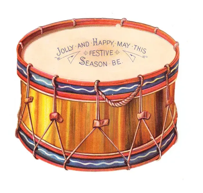 Framed Print : Christmas card in the shape of a drum Framed Print : Christmas card in the shape of a drum