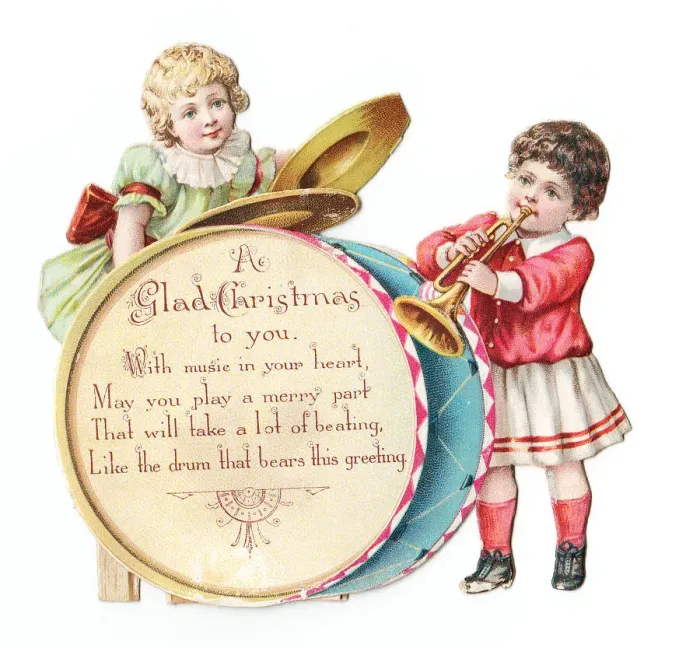 Framed Print : Christmas card in the shape of a drum Framed Print : Christmas card in the shape of a drum