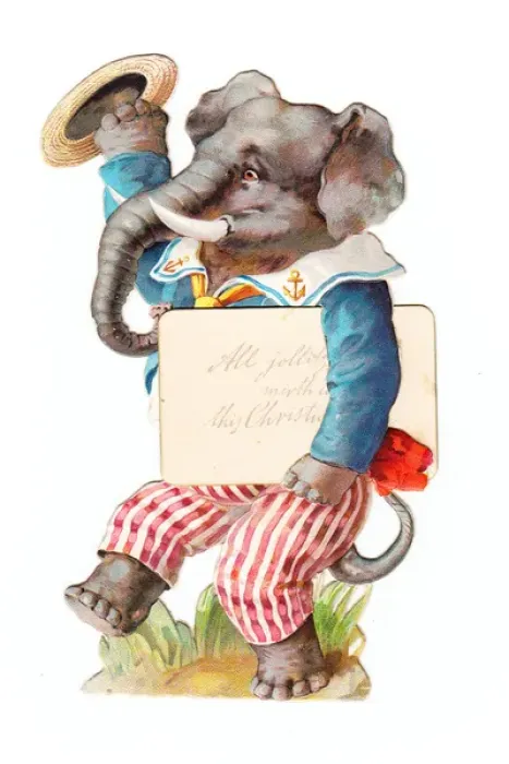 Framed Print : Christmas card in the shape of an elephant Framed Print : Christmas card in the shape of an elephant