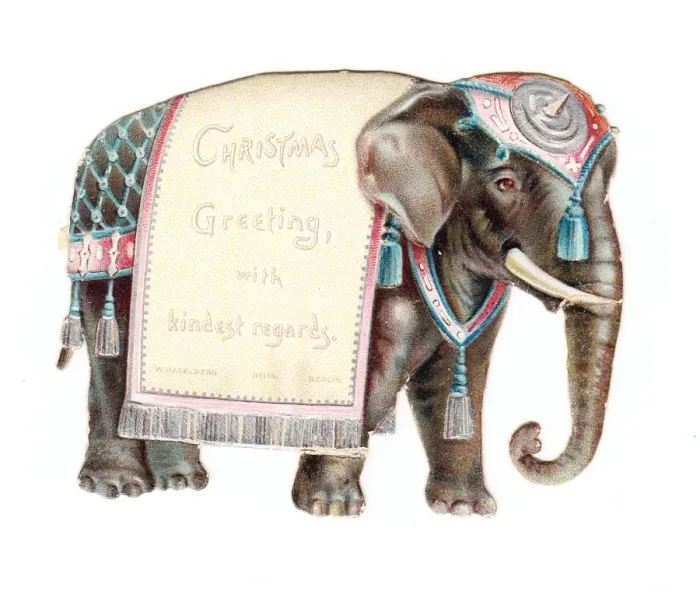 Framed Print : Christmas card in the shape of an elephant Framed Print : Christmas card in the shape of an elephant