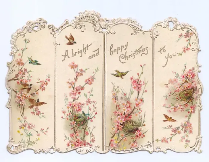 Framed Print : Christmas card in the shape of a folding screen