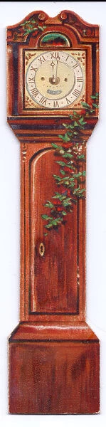 Christmas card in the shape of a grandfather clock